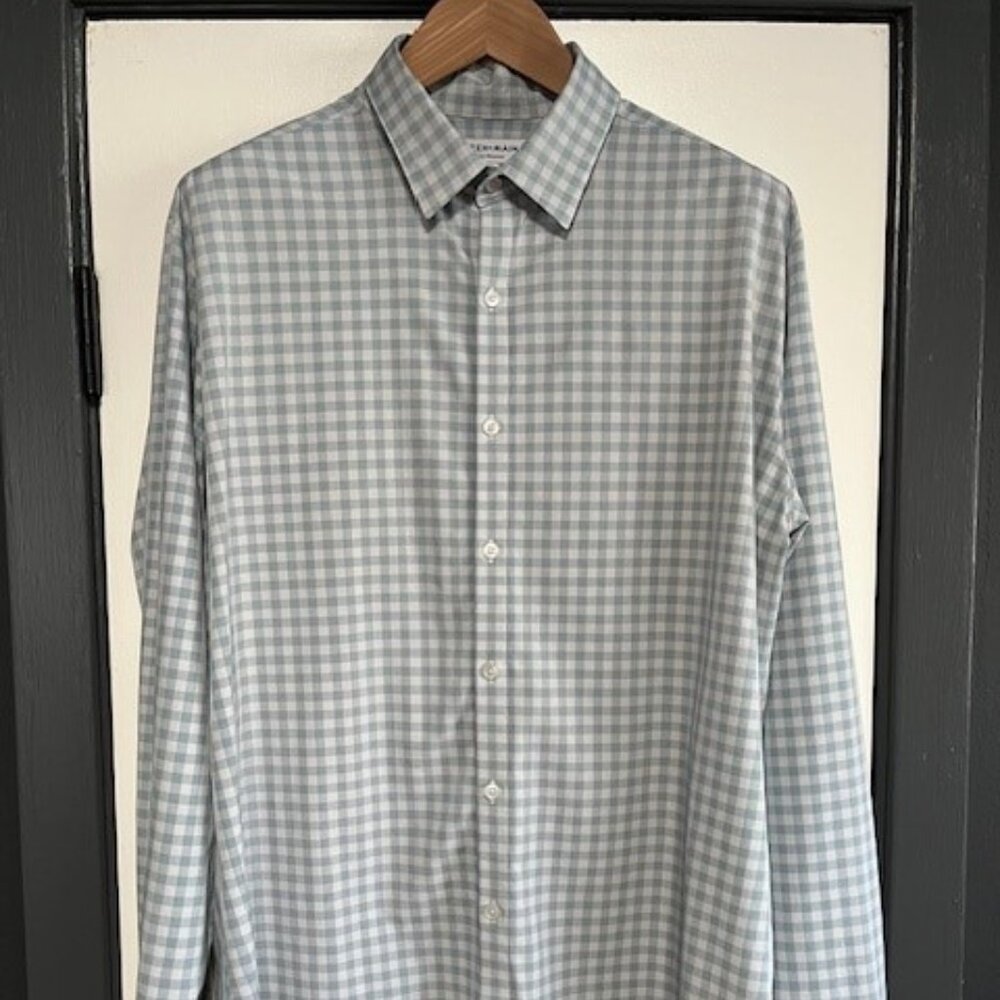 Mizzen+Main Light Blue and White Gingham Dress Shirt
